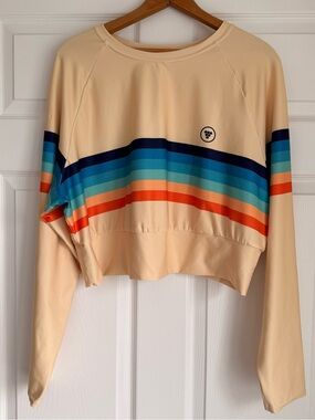 berry jane UPF 50 vintage vibes 70s cropped rash guard sunrise stripes 5XL